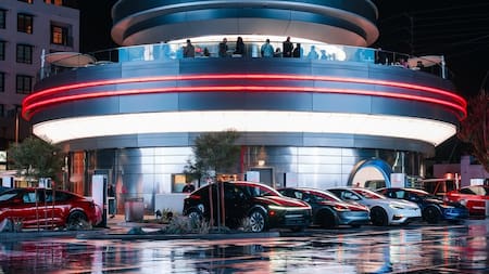 Tesla Diner, el nuevo restaurante de Elon Musk con robots, pantallas gigantes y puntos de recarga para autos eléctricos