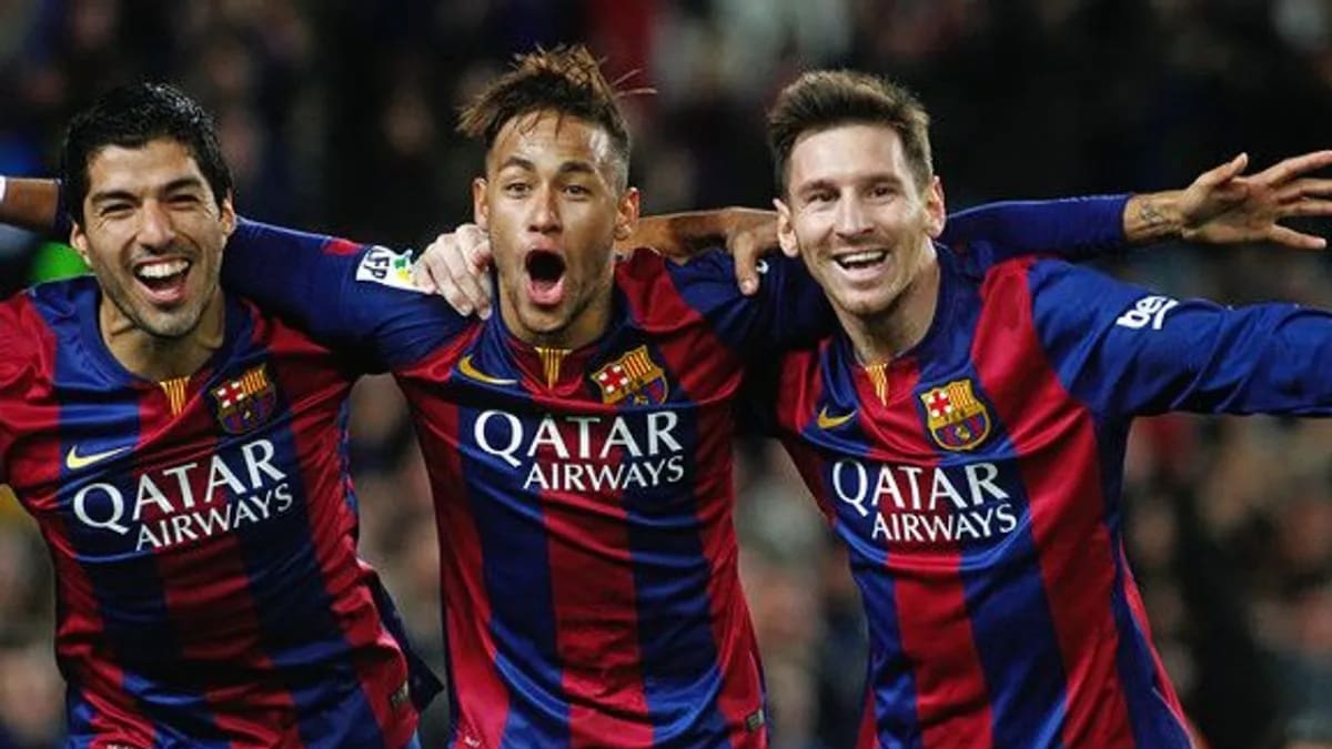Luis Suárez, Neymar y Lionel Messi en el Barcelona.
