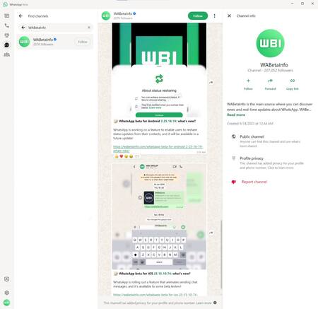Las actualizaciones en WhatsApp Web. Foto: WABetaInfo.