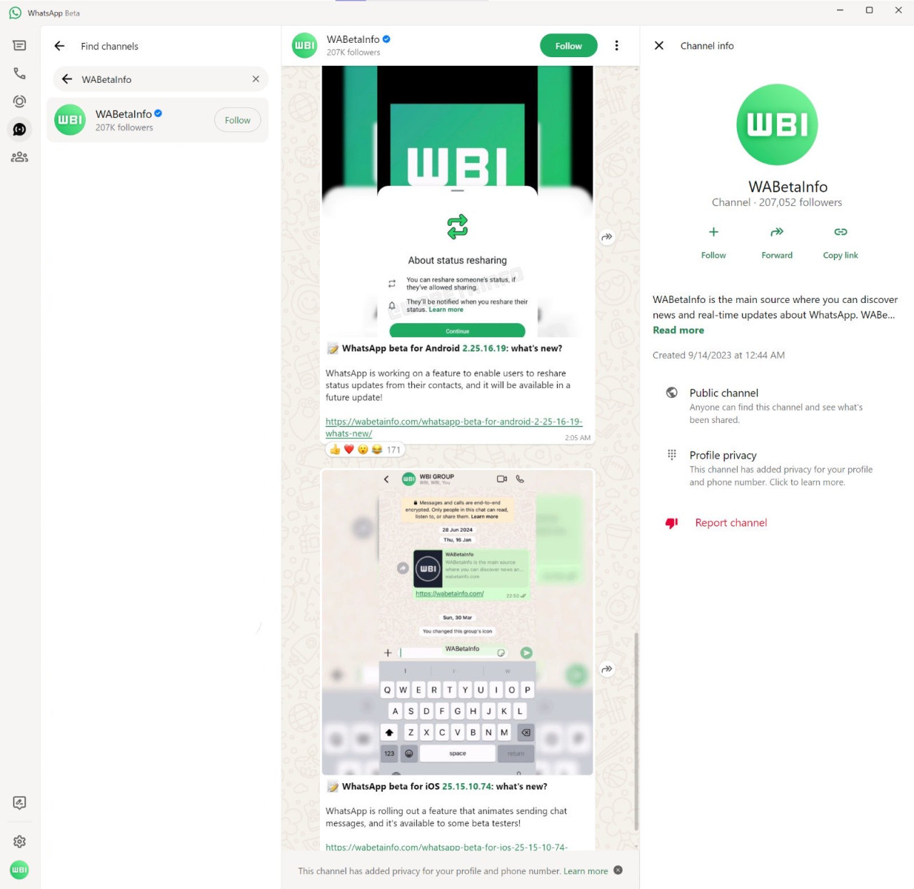 Las actualizaciones en WhatsApp Web. Foto: WABetaInfo.