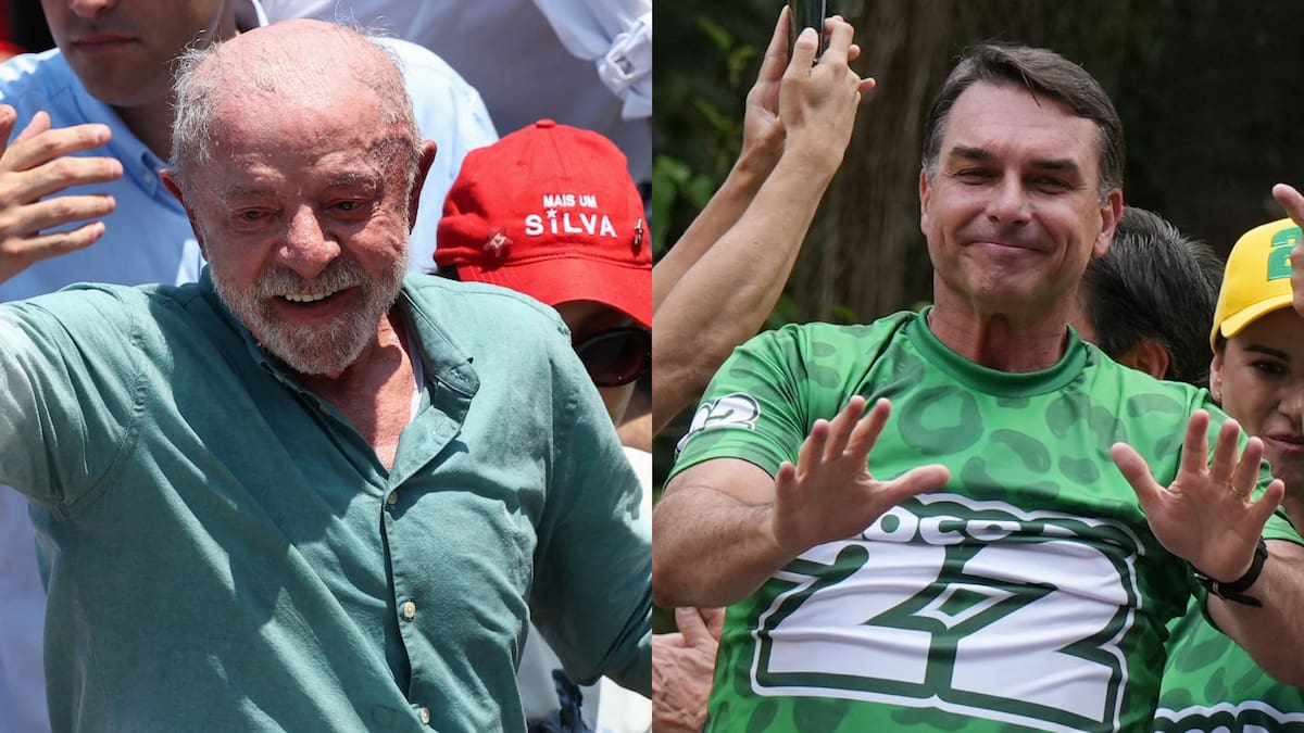Lula da SIlva y Flávio Bolsonaro en el cierre de campaña en Brasil.