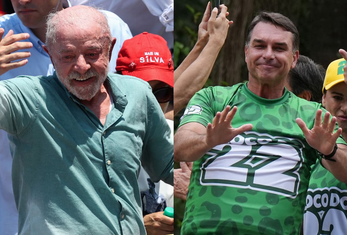Lula da SIlva y Flávio Bolsonaro en el cierre de campaña en Brasil.
