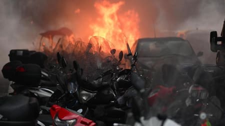Incidentes entre hinchas del Napoli y Frankfurt. Foto: EFE