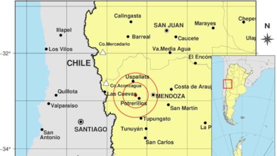 Temblor en Mendoza, datos del Inpres