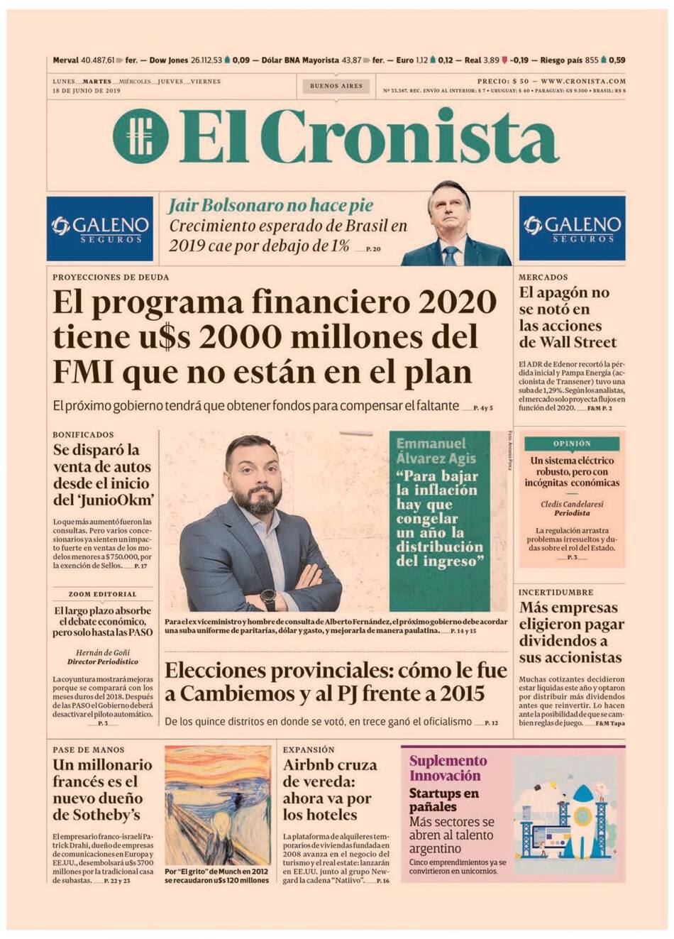 Tapas de diarios - El Cronista martes 18-06-19