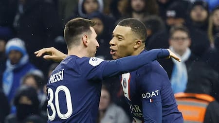 Lionel Messi y Kylian Mbappé; Olympique de Marsella-PSG. Foto: Reuters.