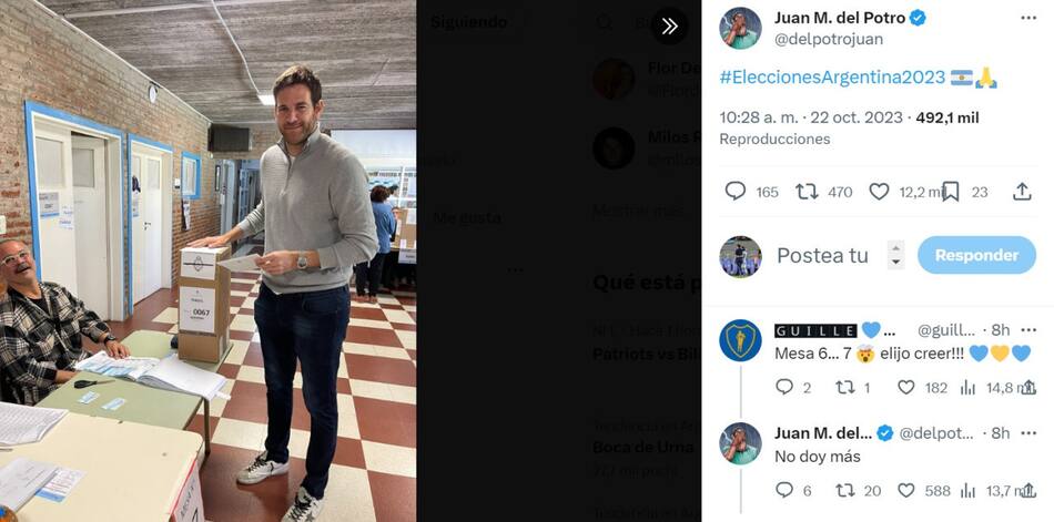 El intercambio de Juan Martín Del Potro en X. Foto: captura de pantalla.