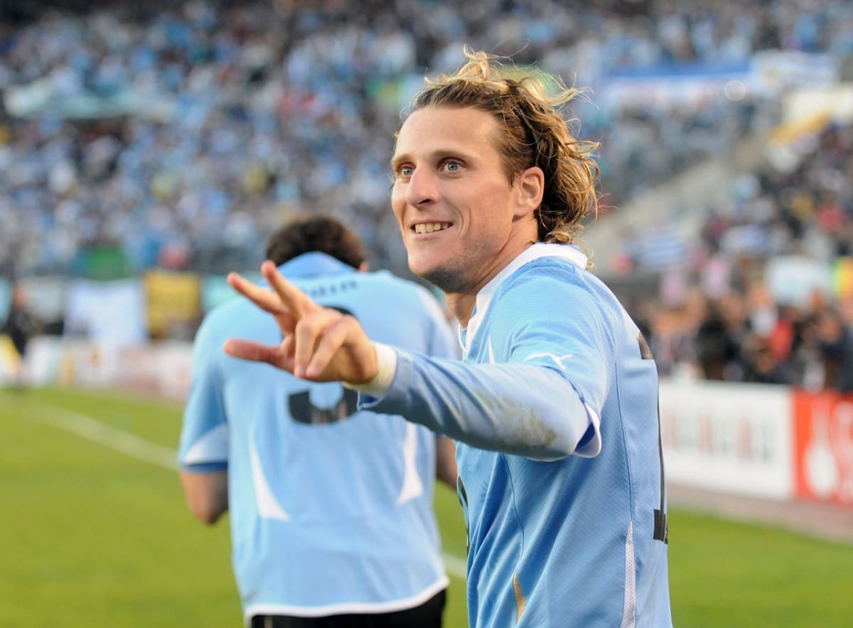 Diego Forlán en la selección de Uruguay. Foto: NA (Marcelo Capece)