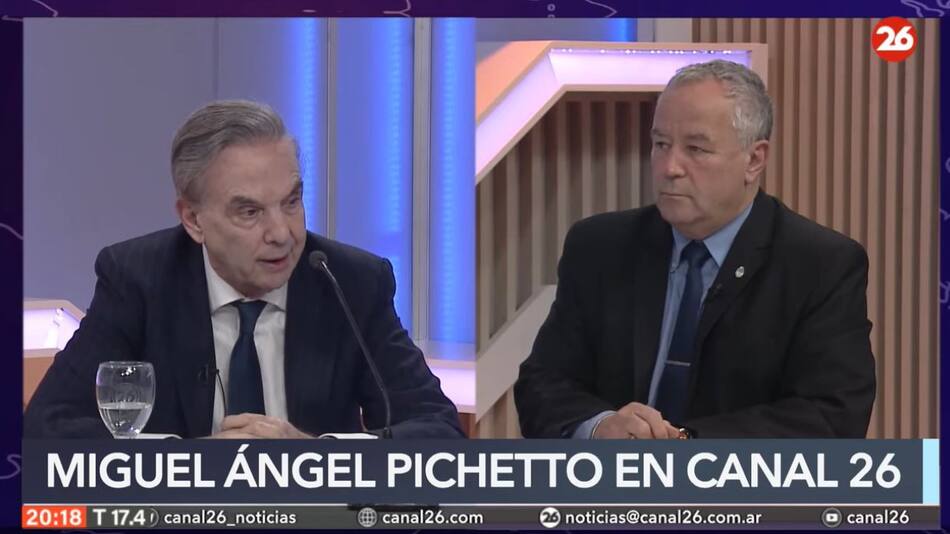 Miguel Ángel Pichetto en Canal 26. Foto: Captura de video.