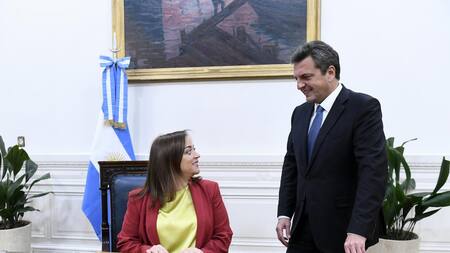 Sergio Massa junto a Cecilia Moreau en el despacho del presidente de la Cámara. Foto: NA.