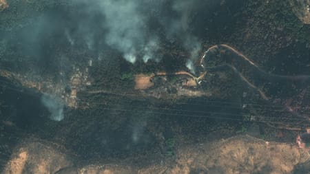 Imágenes satelitales de los incendios en Los Ángeles. Foto: Reuters/MAXAR.