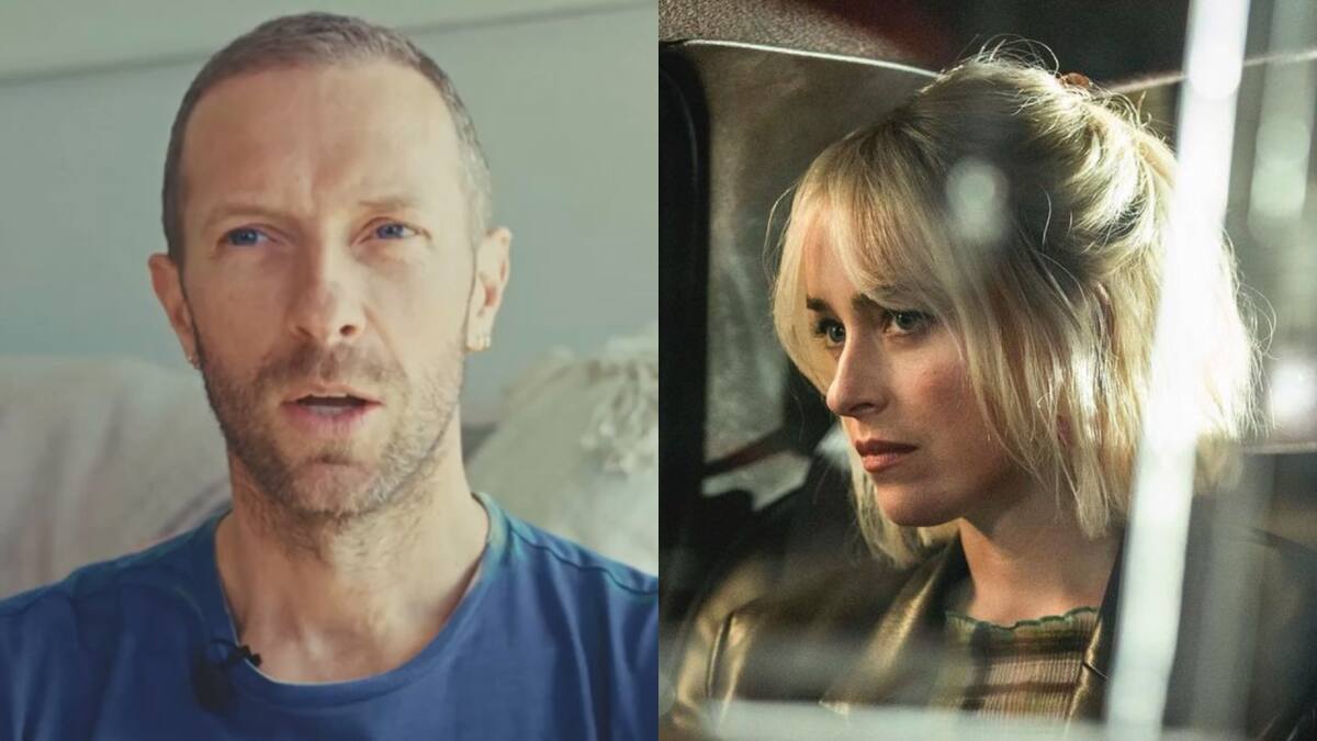 Chris Martin y Dakota Johnson. Fotos: Instagram.