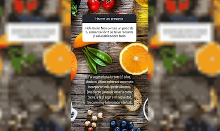 Posteo de Agustina Cherri sobre su cambio de alimentación