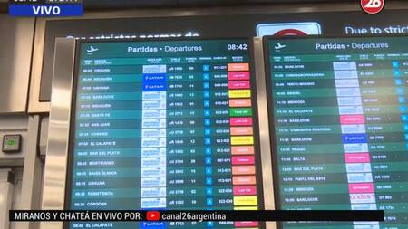 Demoras y cancelaciones en Aeroparque y Ezeiza por la tormenta, Canal 26
