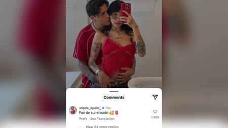 El comentario de Ángela Aguilar en una publicación de Cazzu. Foto: Instagram.