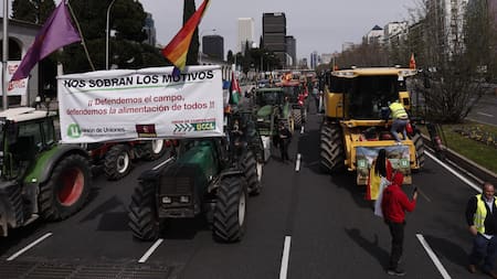 Protestas de agricultores en Madrid, España. Foto: EFE.