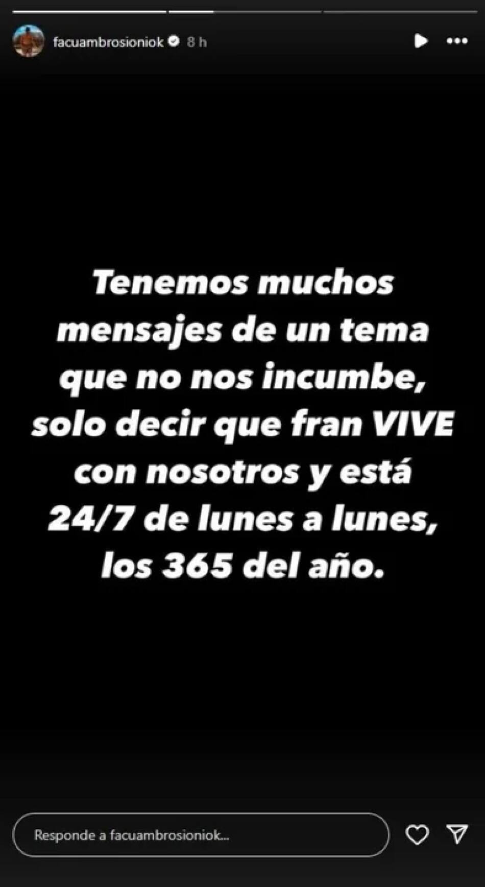 Historia de Facundo Ambrosioni en Instagram