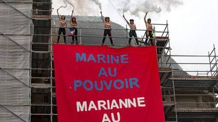 Protesta feminista contra Le Pen