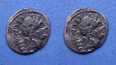 Las monedas encontradas en Claterna. Foto: EFE