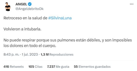 La salud de Silvina Luna. Foto: captura de pantalla.