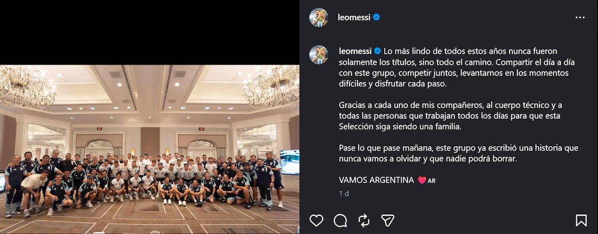 Messi y un emotivo mensaje antes de la final con España.
