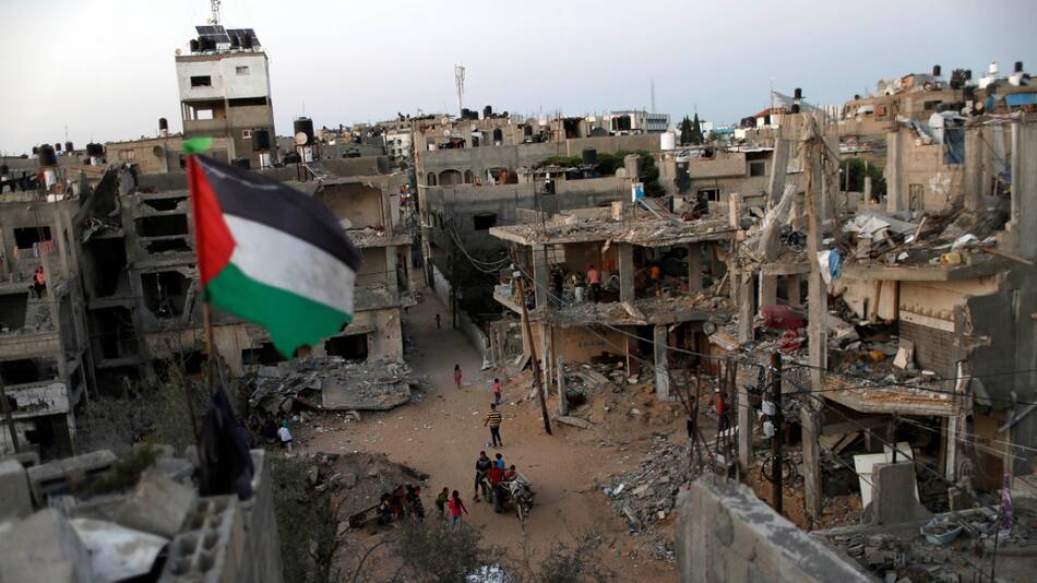 Bandera de Palestina en la Franja de Gaza. Foto: Reuters.