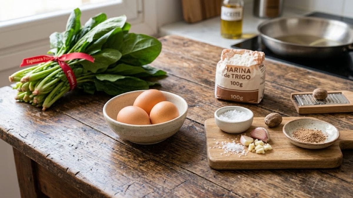 Los ingredientes para hacer buñuelos de espinaca en casa