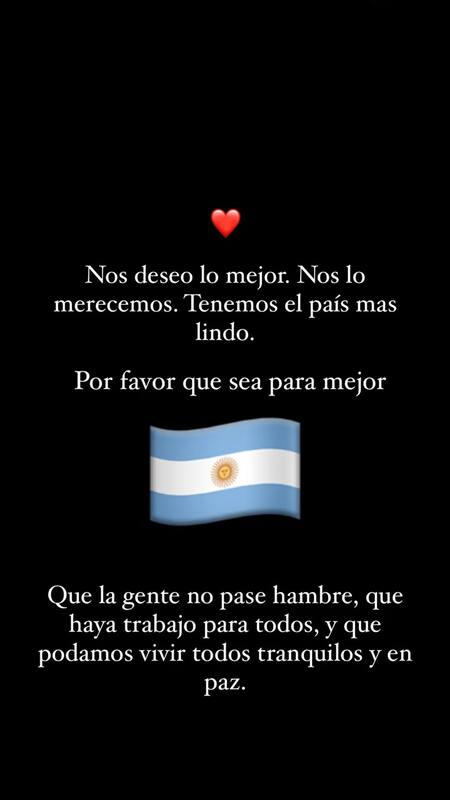 La China Suárez opinó tras el triunfo de Milei. Foto: Instagram.