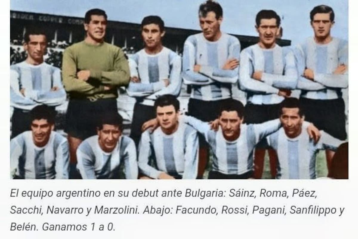 Selección argentina del Mundial 1962 ante Bulgaria.