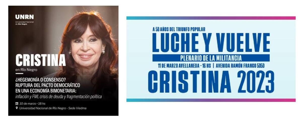 Cristina Kirchner reaparecerá en un acto en Río Negro en clave electoral, NA