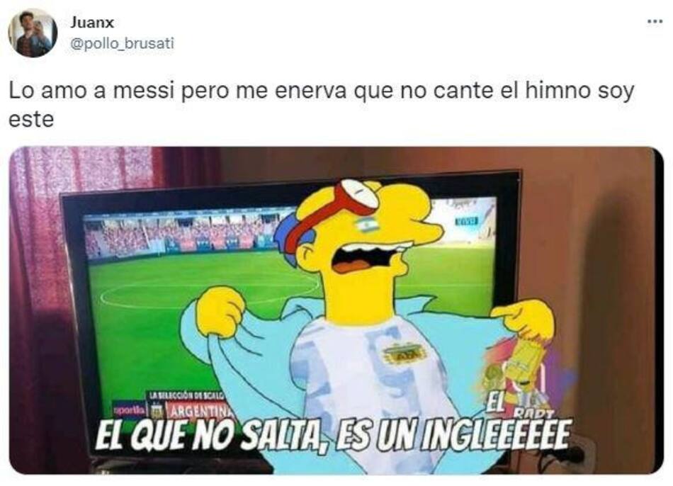 Meme de Messi escuchando el himno. Foto: Twitter.