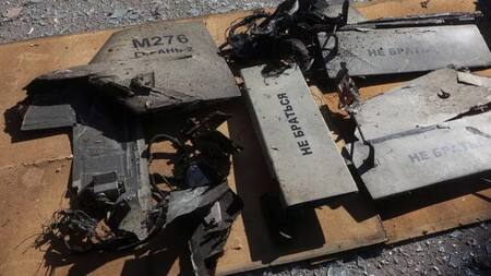 Restos de un dron. Foto: Reuters