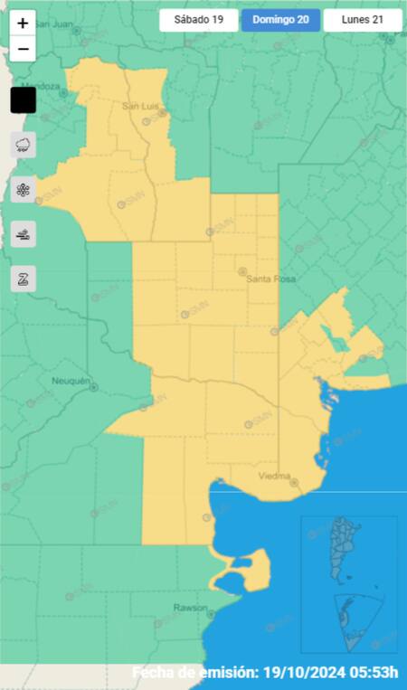 Alerta amarillo por tormentas en seis provincias. Foto: SMN.
