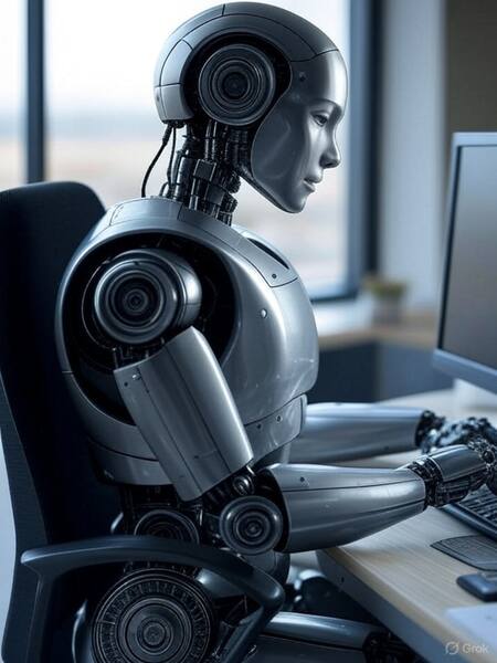 Inteligencia Artificial en el trabajo. Foto: Grok.