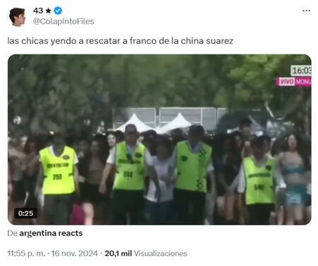 Los mejores memes de la cena de la China Suárez y Colapinto. Foto: X.