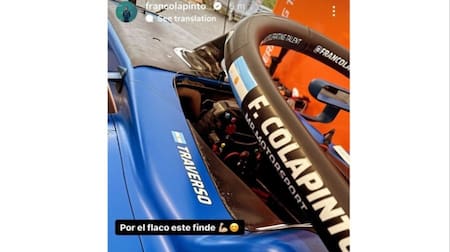 El homenaje de Franco Colapinto al Flaco Traverso. Foto: Instagram.