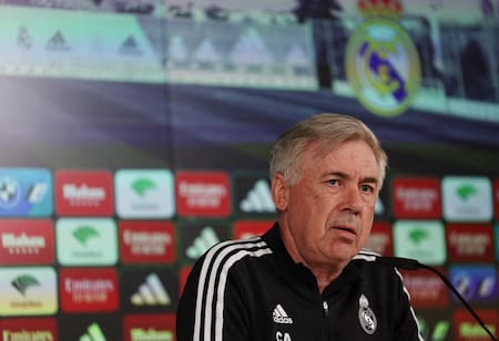 Conferencia de prensa de Carlo Ancelotti. Foto: REUTERS.