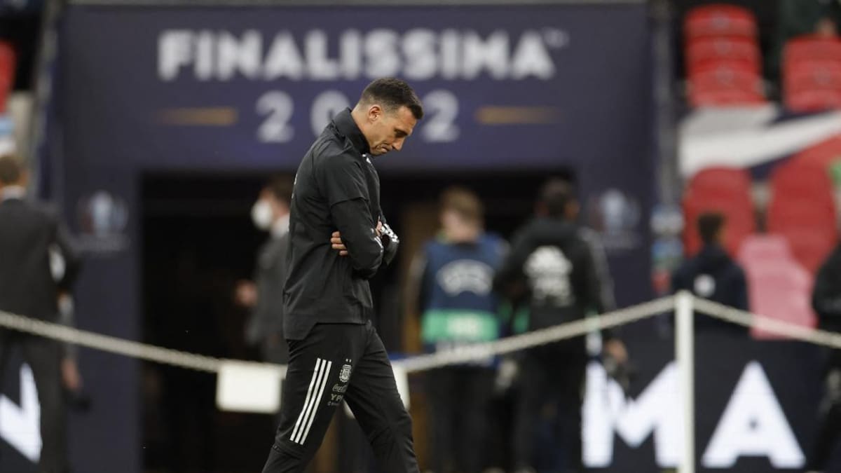 Lionel Scaloni en el estadio Wembley. Foto: REUTERS