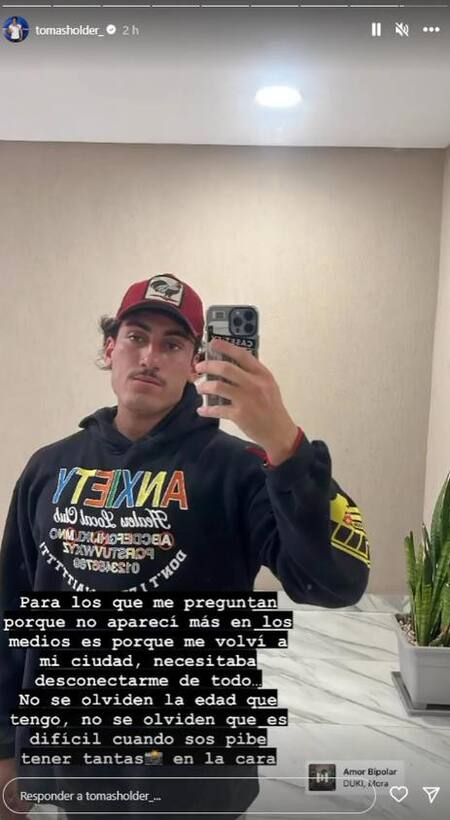 La explicación de Tomás Holder. Foto: Instagram/tomasholder_