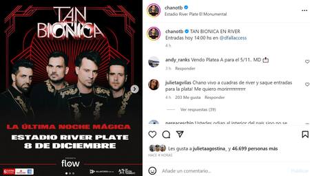 Tan Biónica en River. Foto: Instagram.