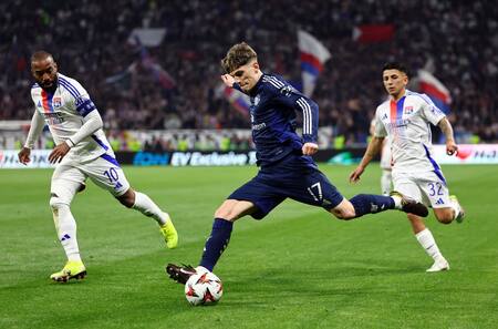 Alejandro Garnacho, Olympique de Lyon vs Manchester United. Foto: Reuters