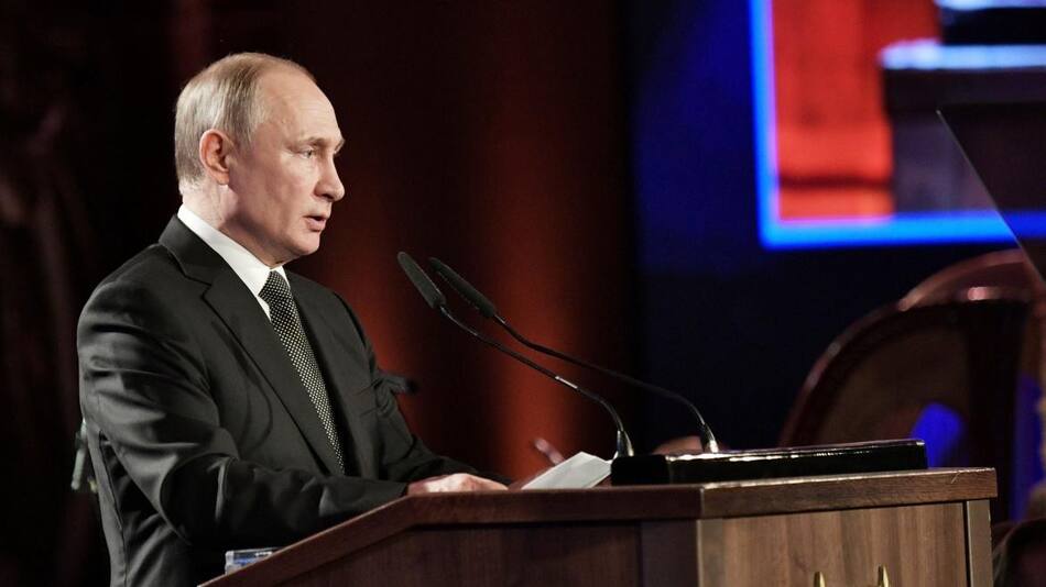El presidente ruso, Vladimir Putin, habla durante el Foro Mundial del Holocausto en Jerusalén, Reuters