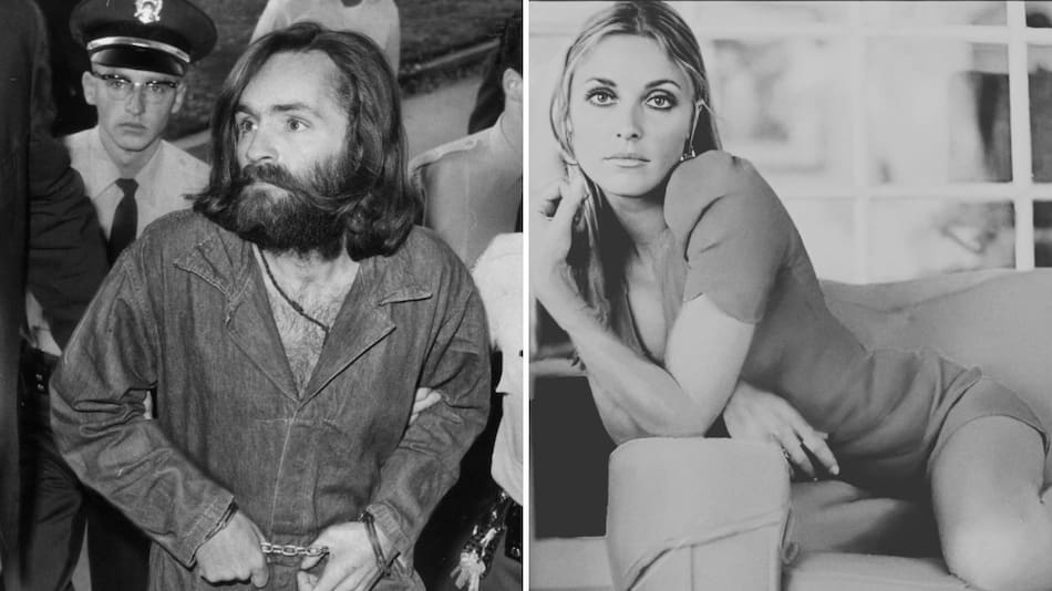 Charles Manson, asesino serial y Sharon Tate, actriz de Hollywood. Foto: Twitter.