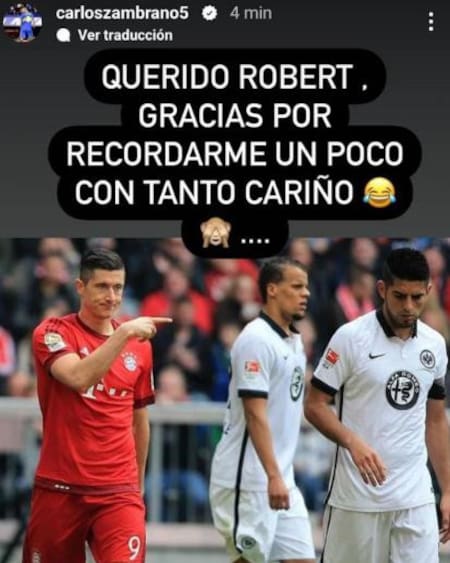 Respuesta de Carlos Zambrano a los dichos de Robert Lewandowski. Foto: @CarlosZambrano5.