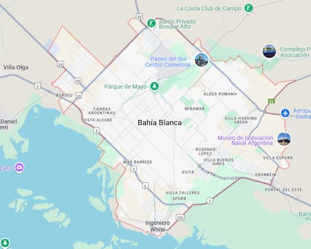 Bahía Blanca. Foto: Google Maps.