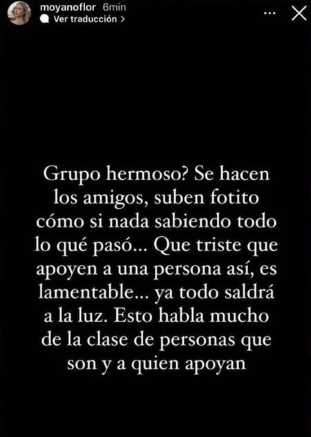 Descargo de Flor Moyano tras su salida de El Hotel de los Famosos. Foto: @moyanoflor.