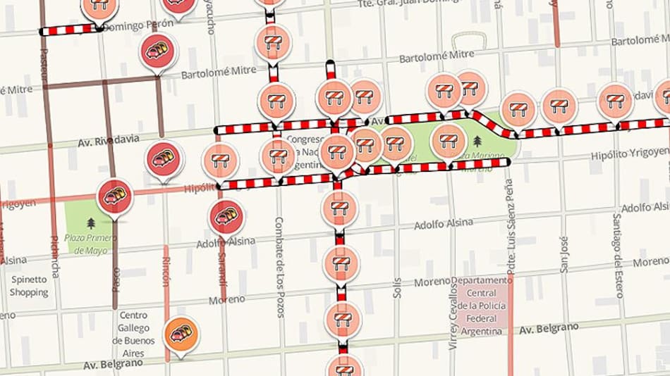 Mapa de cortes y protestas - Reforma previsional