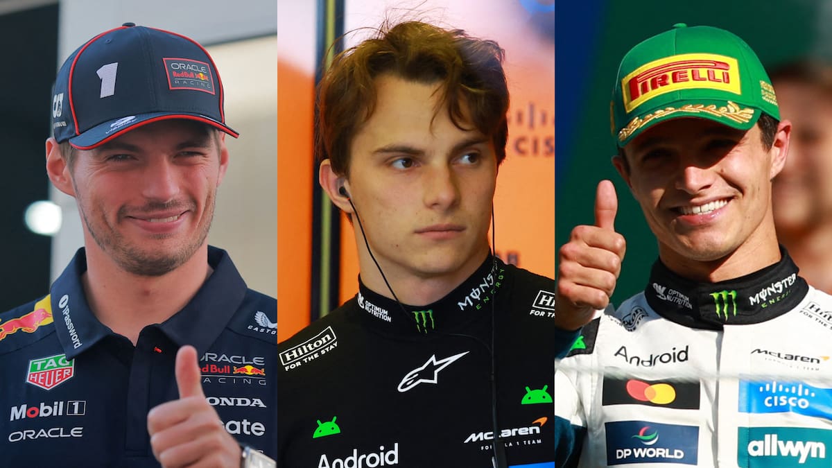 Max Verstappen, Oscar Piastri y Lando Norris.