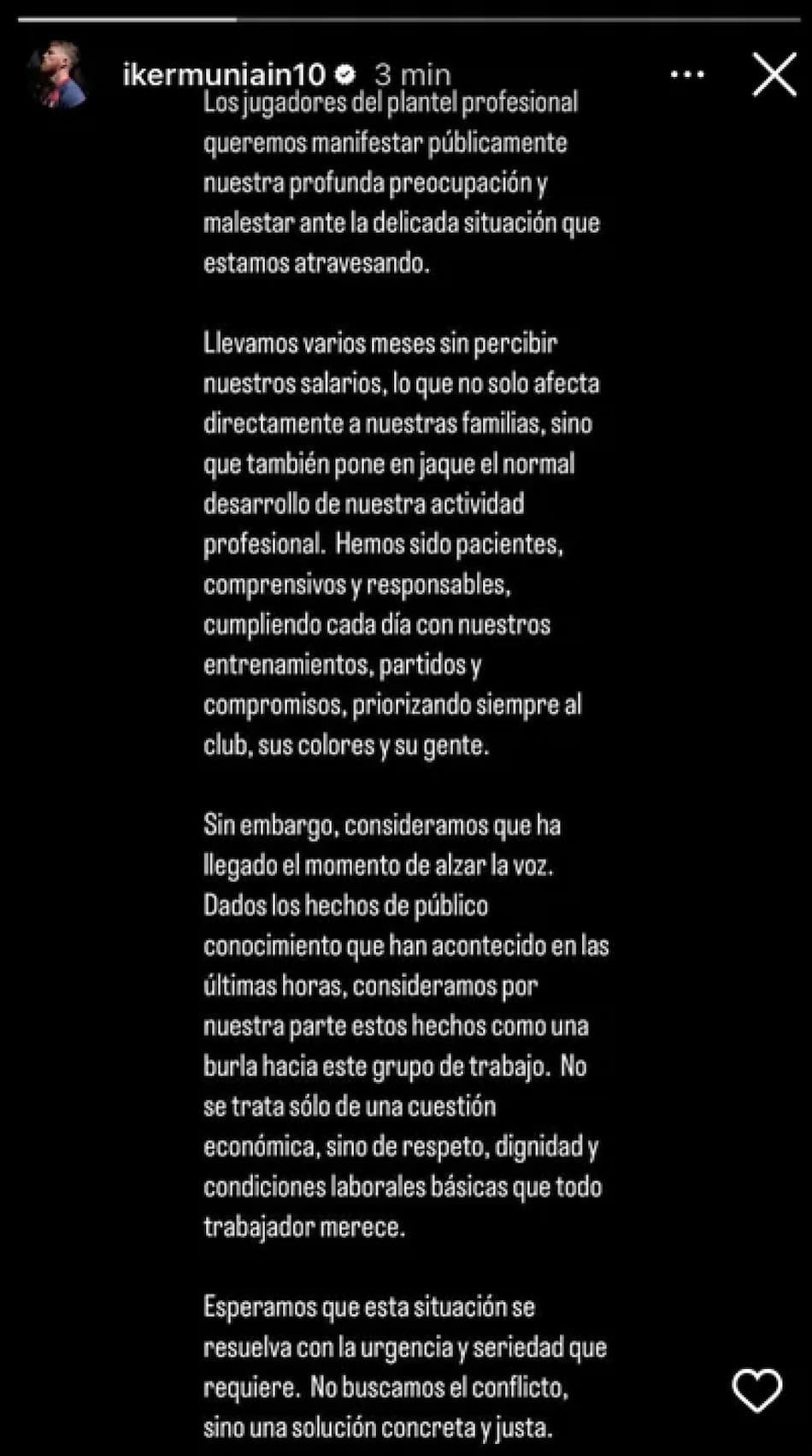 El comunicado de Iker Muniain.