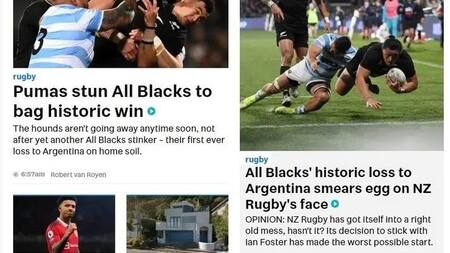 Medios internacionales sobre la victoria de Los Pumas ante All Blacks. Foto: Stuff.
